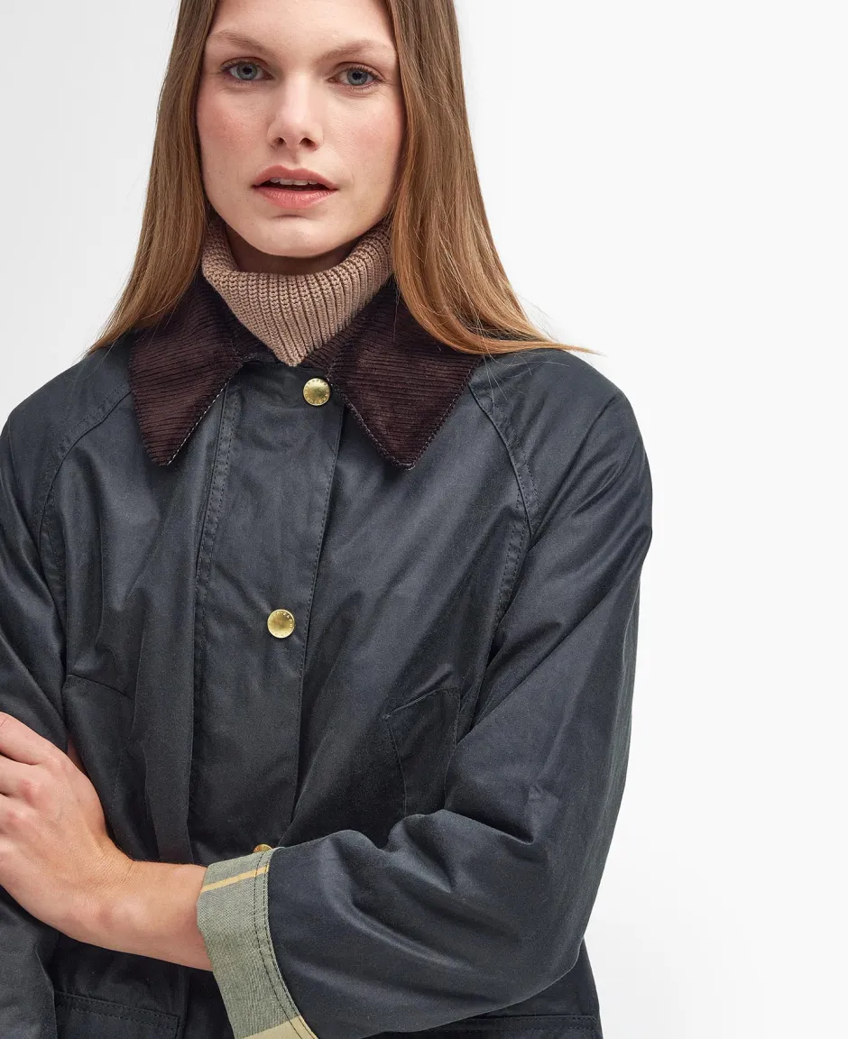 Long Beadnell Wax Jacket TUMMANVIHREÄ>Barbour Discount