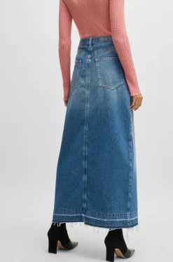 naisten hame, LONG DENIM SKIRT Indigo>BOSS Orange Clearance