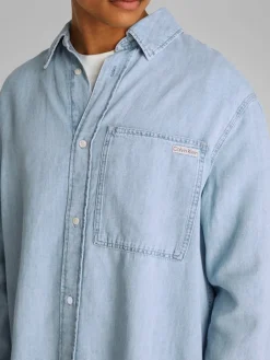 miesten farkkupaita, REGULAR LINEAR DENIM SHIRT Indigo><noscript><img width=