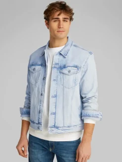 miesten farkkutakki, SLIM DENIM JACKET LIGHT BLUE Indigo>Calvin Klein Jeans New