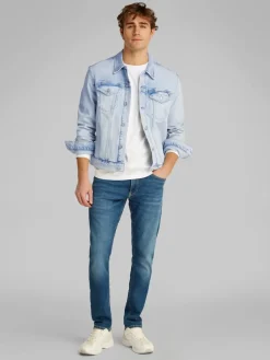 miesten farkkutakki, SLIM DENIM JACKET LIGHT BLUE Indigo>Calvin Klein Jeans New