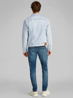 miesten farkkutakki, SLIM DENIM JACKET LIGHT BLUE Indigo><noscript><img width=