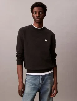 miesten collegepaita, LS EU 350TERRY BADGE CN SWEATSHIRT>Calvin Klein Jeans