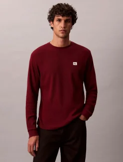 miesten paita, LS WAFFLE BADGE CREWNK TEE>Calvin Klein Jeans Sale