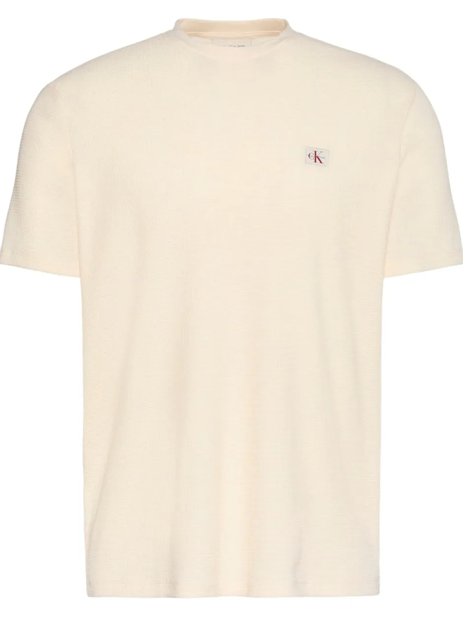 miesten t-paita SS Waffle Badge Crewnk Tee,>Calvin Klein Jeans Sale