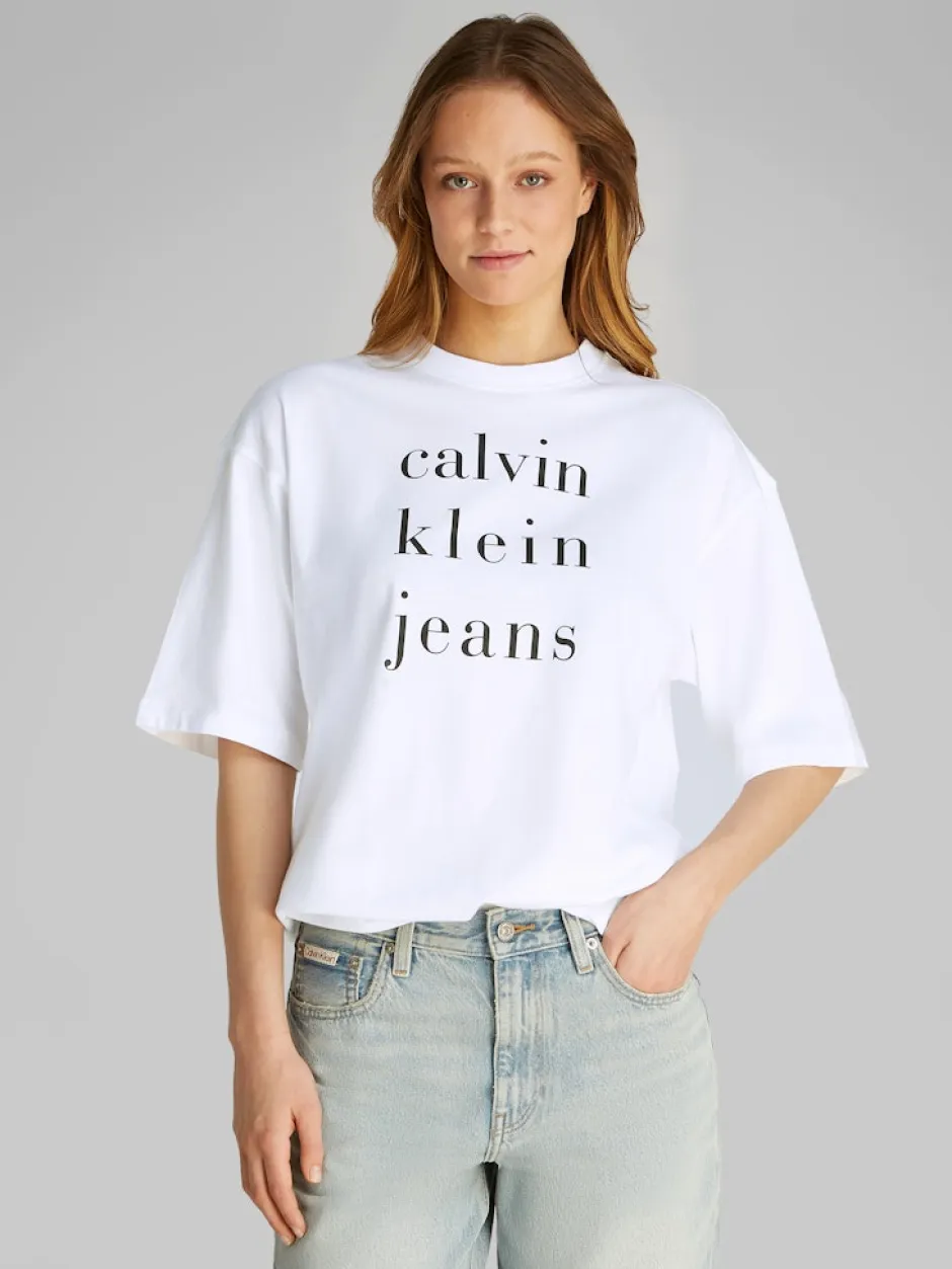 naisten t-paita, SS CKJ LOGO TEE>Calvin Klein Jeans Outlet