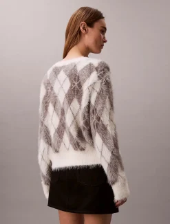 naisten neuletakki Fuzzy Novelty Argyle Sweater,>Calvin Klein Jeans Hot