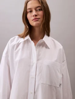 naisten paitamekko, COTTON OVERSIZED MINI SHIRTDRESS>Calvin Klein Jeans Hot