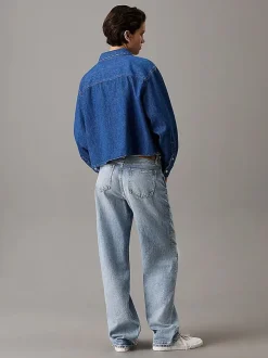 naisten farkkupaita, CROPPED DAD DENIM SHIRT Indigo>Calvin Klein Jeans Clearance