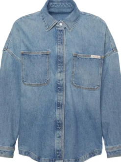 naisten farkkupaita DENIM BOYFRIEND SHIRT OVERNIGHT, sininen><noscript><img width=