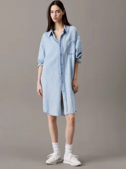 naisten mekko, RELAXED DENIM SHIRT DRESS>Calvin Klein Jeans Clearance