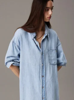 naisten mekko, RELAXED DENIM SHIRT DRESS><noscript><img width=