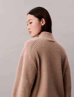 naisten neulepusero, CHUNKY WOOL BLEND T NECK SWEATER><noscript><img width=