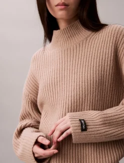 naisten neulepusero, CHUNKY WOOL BLEND T NECK SWEATER><noscript><img width=
