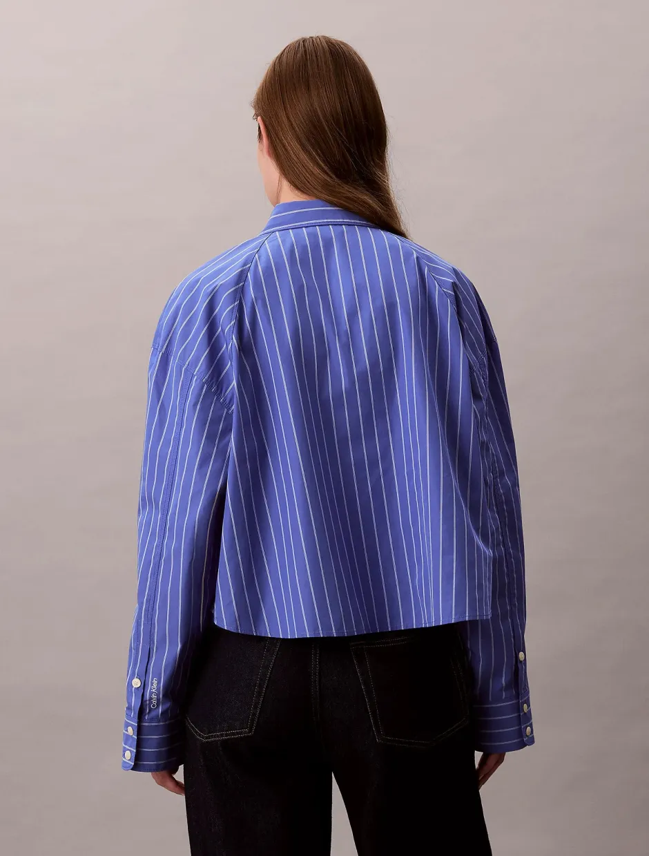 naisten pusero, YD STRIPE BOXY CROPPED SHIRT>Calvin Klein Jeans New