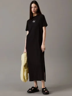 naisten mekko, K-MONOLOGO LONG RIB TEE DRESS>Calvin Klein Jeans Discount