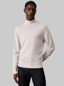 Miesten Neulepusero, MERINO RWS MOCK NECK SWEATE>Calvin Klein Menswear Online