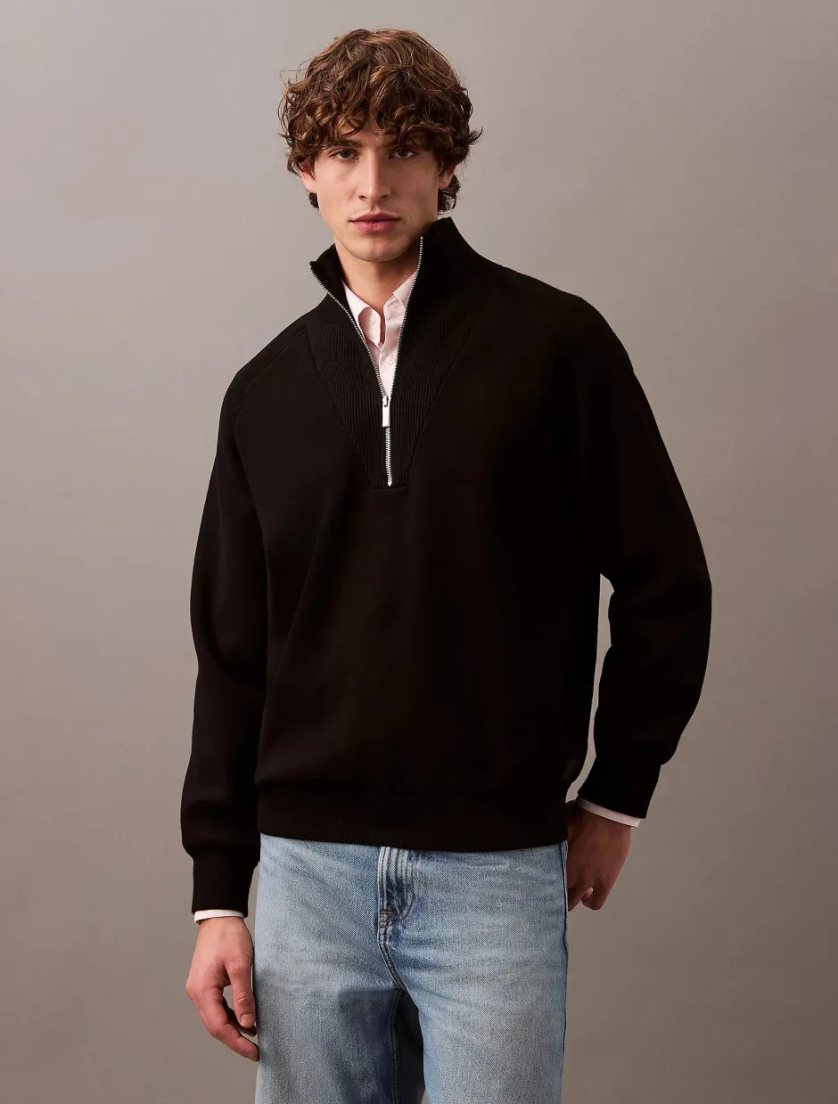 miesten neulepusero LS CK TECH KNIT QZ SWEATER 14GG,>Calvin Klein Menswear Discount