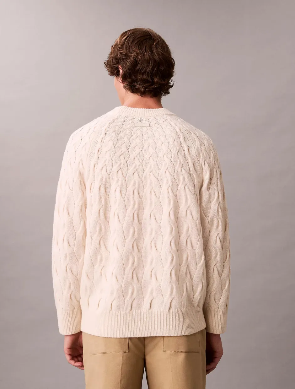 miesten neulepaita LS LAMBSWOOL BLENDCABLE CREWNK,>Calvin Klein Menswear Sale