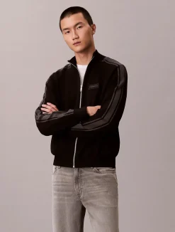 Calvin Klein miesten neuletakki LS Tech Knit Track Jacket FZ SWT,>Calvin Klein Menswear