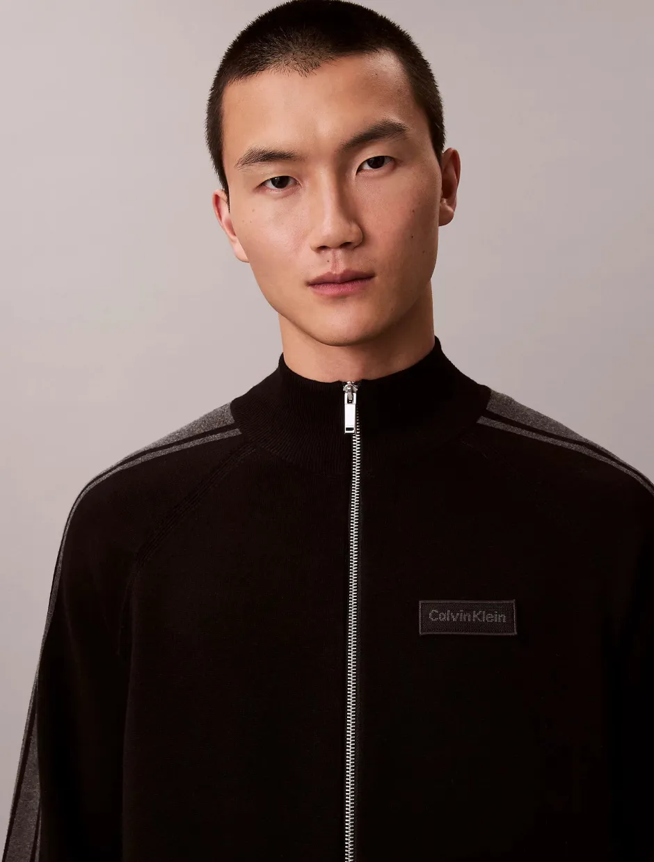 Calvin Klein miesten neuletakki LS Tech Knit Track Jacket FZ SWT,>Calvin Klein Menswear