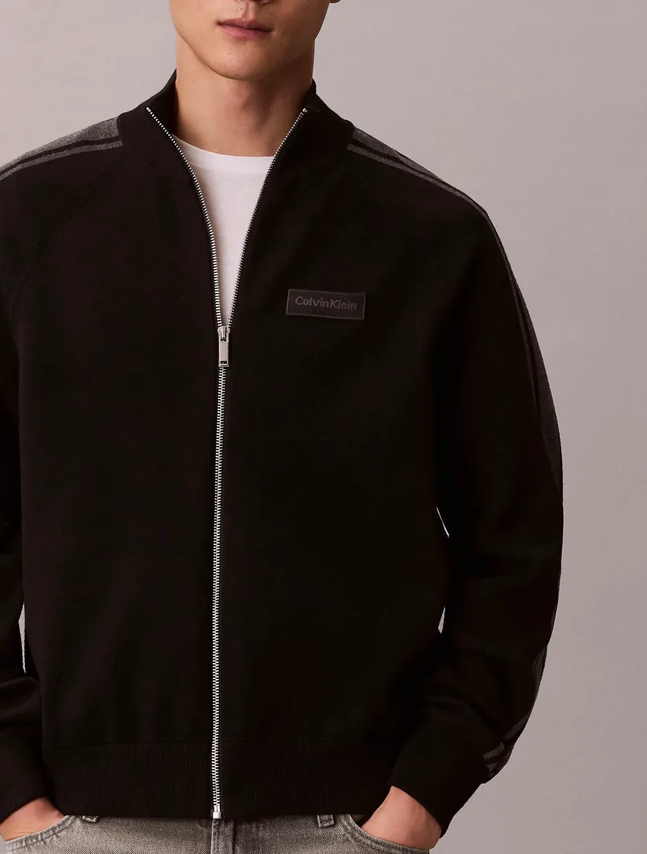 Calvin Klein miesten neuletakki LS Tech Knit Track Jacket FZ SWT,>Calvin Klein Menswear