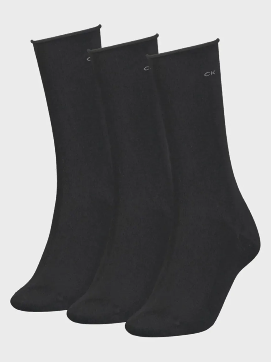 Naisten Sukat, CK WOMEN SOCK 3PK ROLL TOP>Calvin Klein