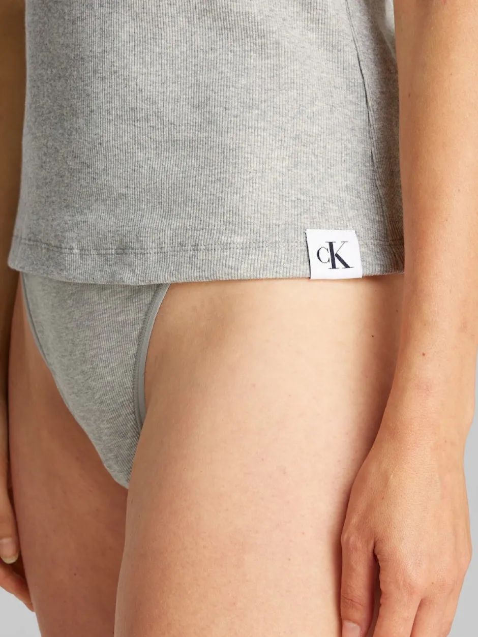 naisten tank top, SLIM RIB TANK Vaaleanharmaa>Calvin Klein Online