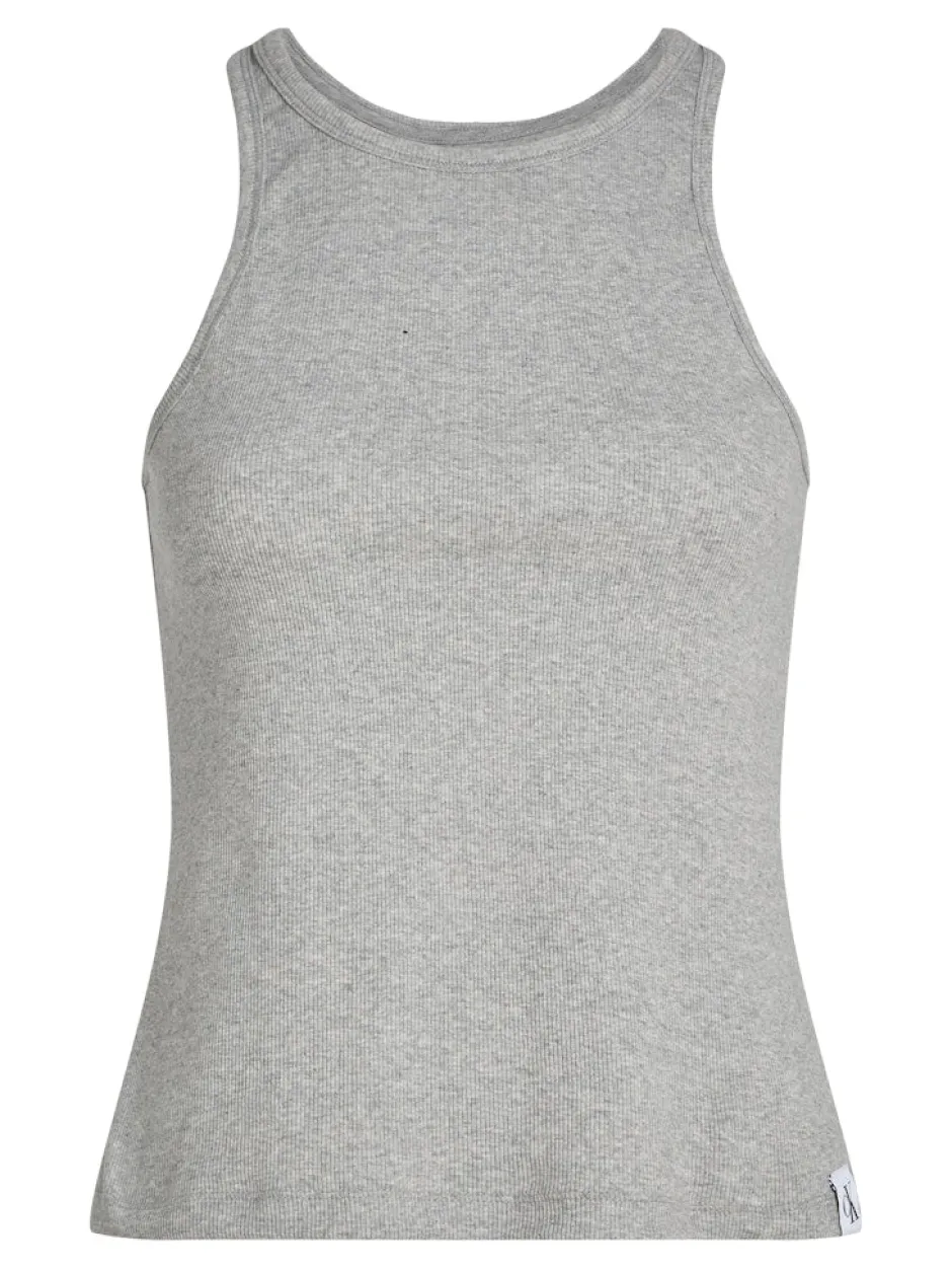 naisten tank top, SLIM RIB TANK Vaaleanharmaa>Calvin Klein Online