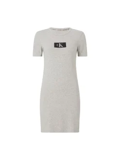 , Naisten Yöasu, CK S/S NIGHTDRESS Vaaleanharmaa>Calvin Klein Outlet