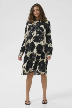 naisten mekko, CURACHEL ELITHA SHORT DRESS Black/Offwhite Flowe><noscript><img width=