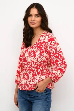 Naisten Pusero, JENNY BLOUSE Punainen Kuosi>Culture