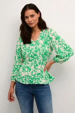 Naisten Pusero, JENNY BLOUSE Vihreä Kuosi>Culture Outlet