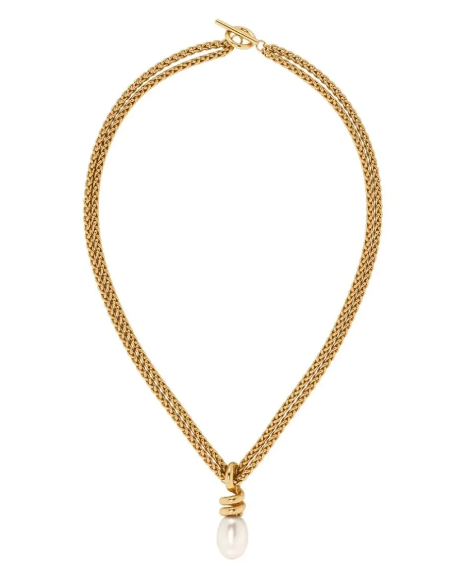 kaulakoru Swivel Necklace Pearl L, Gold pleated>Edblad Best