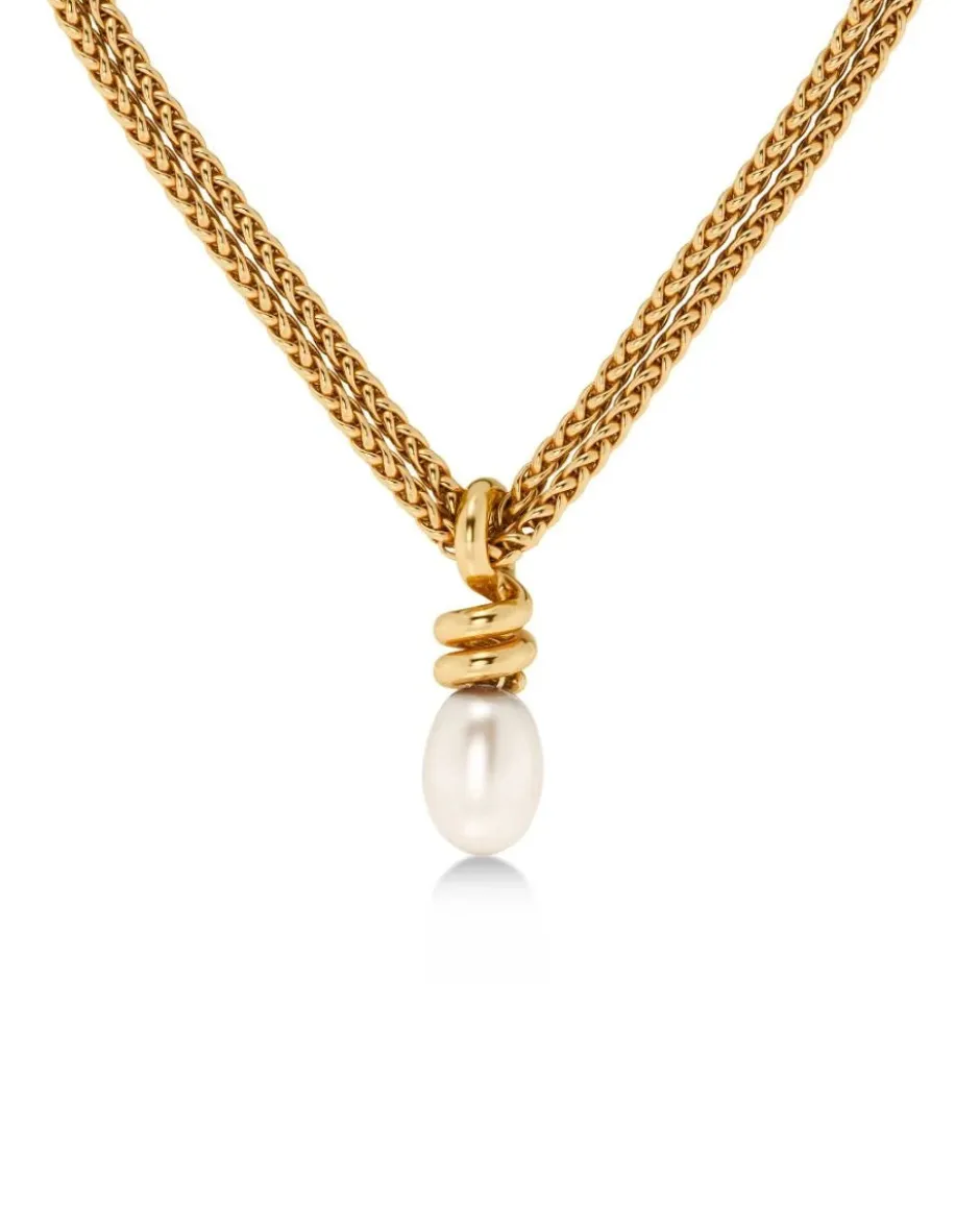 kaulakoru Swivel Necklace Pearl L, Gold pleated>Edblad Best