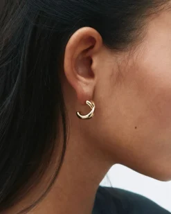 korvakorut Alexa Hoops L, Gold pleated><noscript><img width=