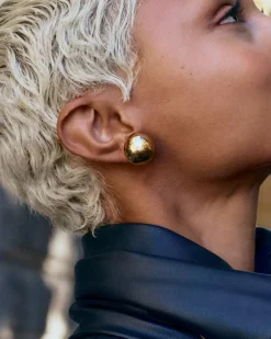 korvakorut Bead Studs Gold, Gold pleated>Edblad Discount