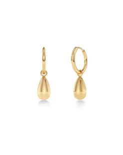 korvakorut Drop Mini Hoops, Gold pleated>Edblad Online