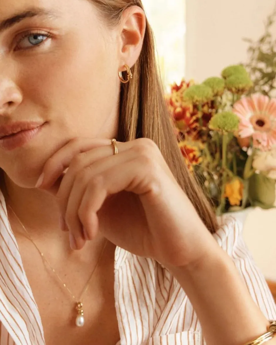 korvakorut Swivel Hoops Gold, Gold pleated>Edblad