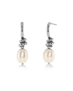 korvakorut Swivel Earrings Pearl S, Stainless steel>Edblad New