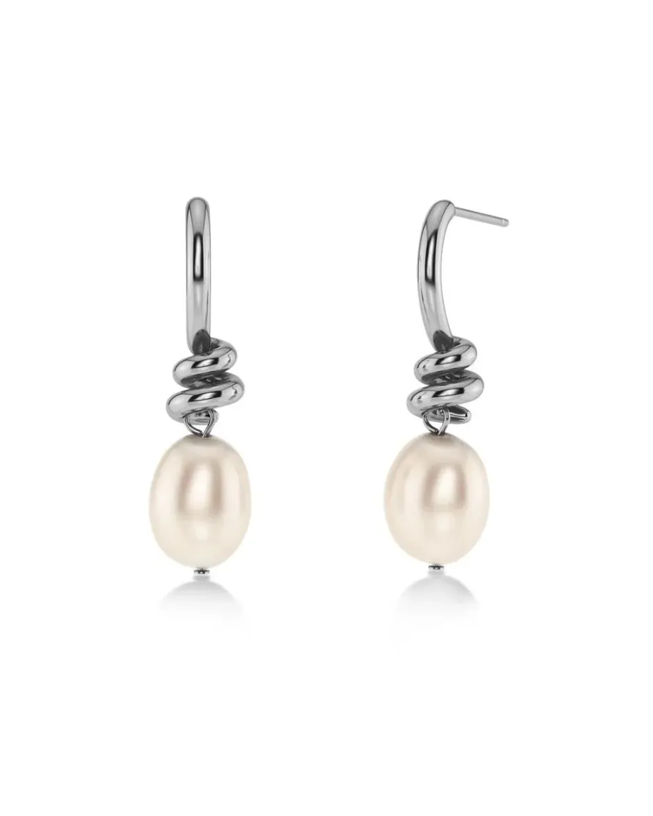 korvakorut Swivel Earrings Pearl S, Stainless steel>Edblad New