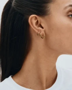 korvakorut Triple Pair Hoops, Gold pleated>Edblad Sale