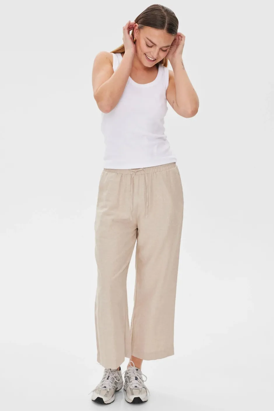 Naisten housut LA PANT 7/8 LINEN>Freequent