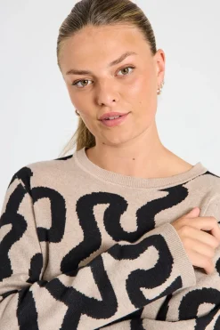 Naisten Neule, ANI PULLOVER Beige Kuosi><noscript><img width=