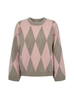 naisten neulepusero SORA PULLOVER, vaaleanpunainen kuosi>Freequent