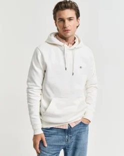 miesten collegehuppari, REG SHIELD HOODIE LUONNONVALKOINEN>Gant Sale
