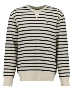 miesten collegepaita, STRIPED WAFFLE SWEAT C-NECK>Gant Clearance