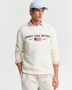 miesten collegepusero, GRAPHIC C-NECK SWEATER>Gant Clearance