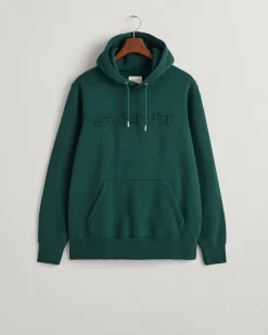 miesten huppari, EMBOSSED SWEAT HOODIE Armeijanvihreä>Gant Outlet