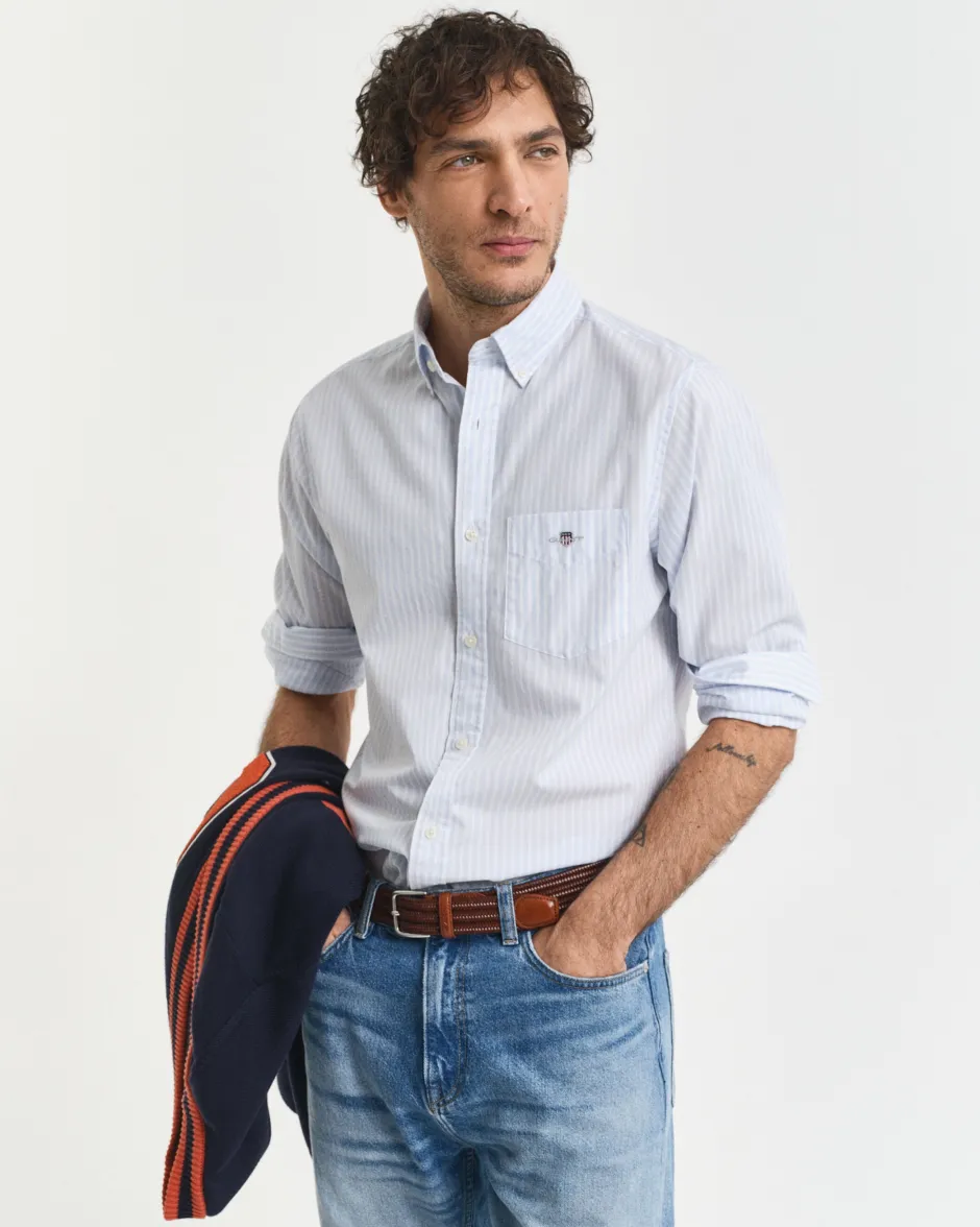 miesten kauluspaita, REG CLASSIC POPLIN STRIPE>Gant Outlet